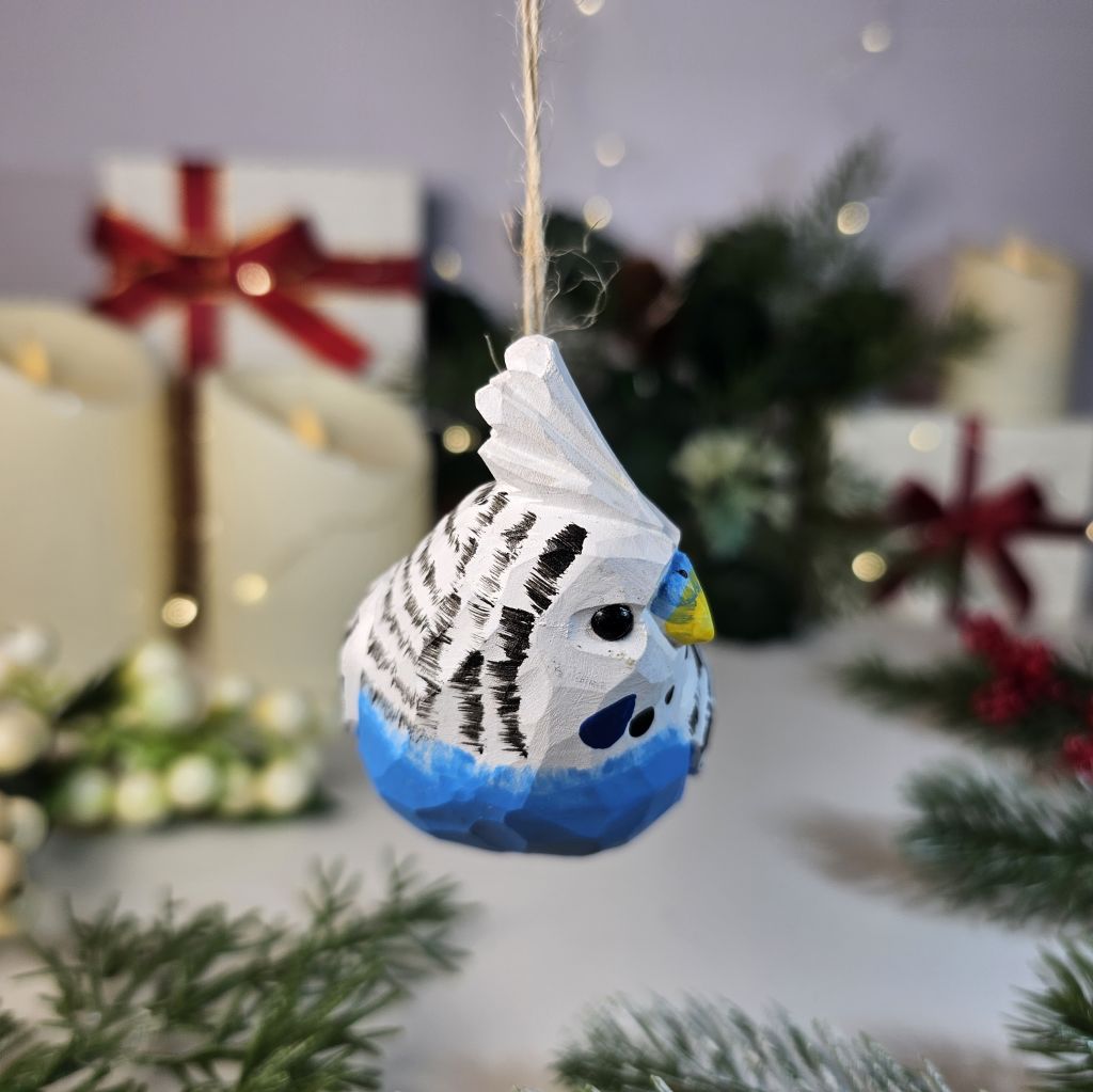 Budgerigar Wooden Christmas Tree Ornament