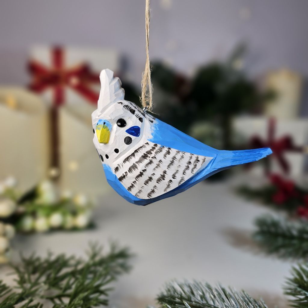 Budgerigar Wooden Christmas Tree Ornament