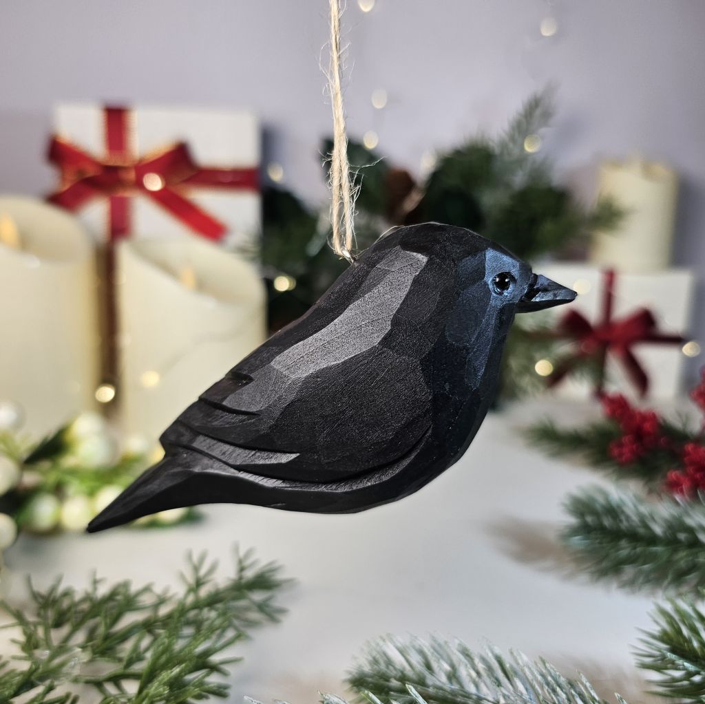 Crow Wooden Christmas Tree Ornament