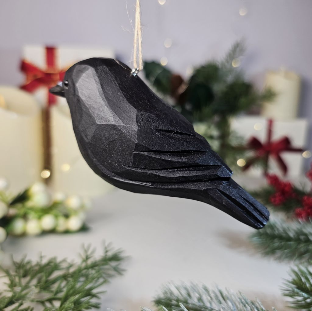 Crow Wooden Christmas Tree Ornament