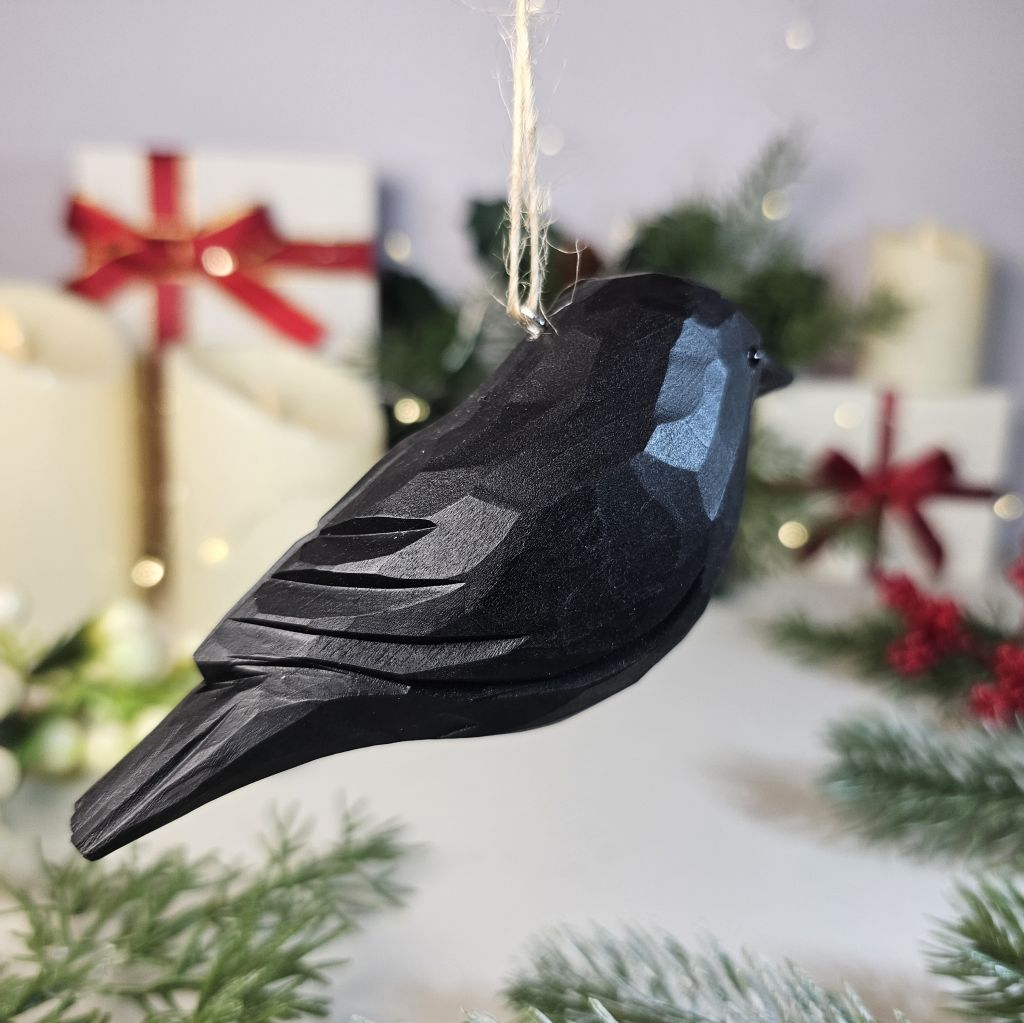 Crow Wooden Christmas Tree Ornament