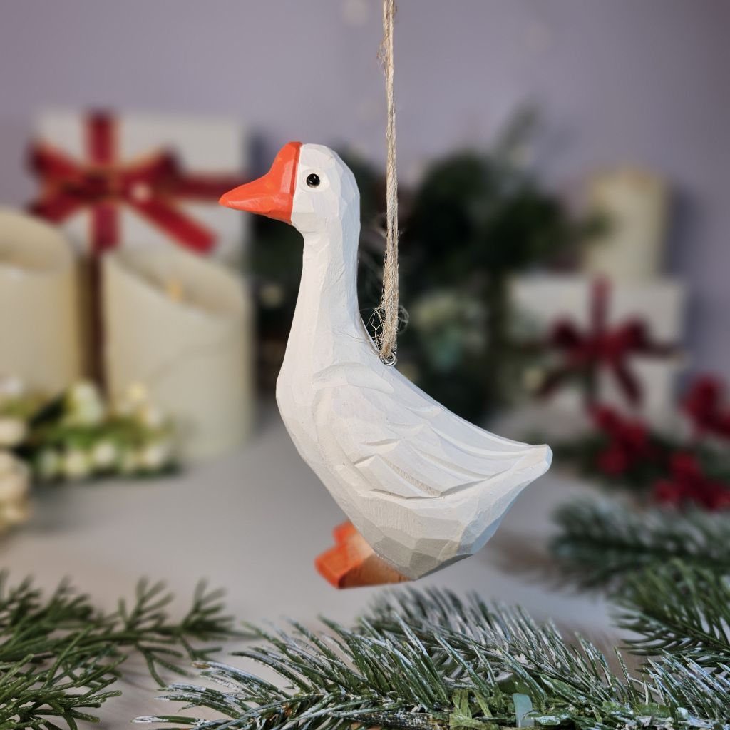 Goose Wooden Christmas Tree Ornament