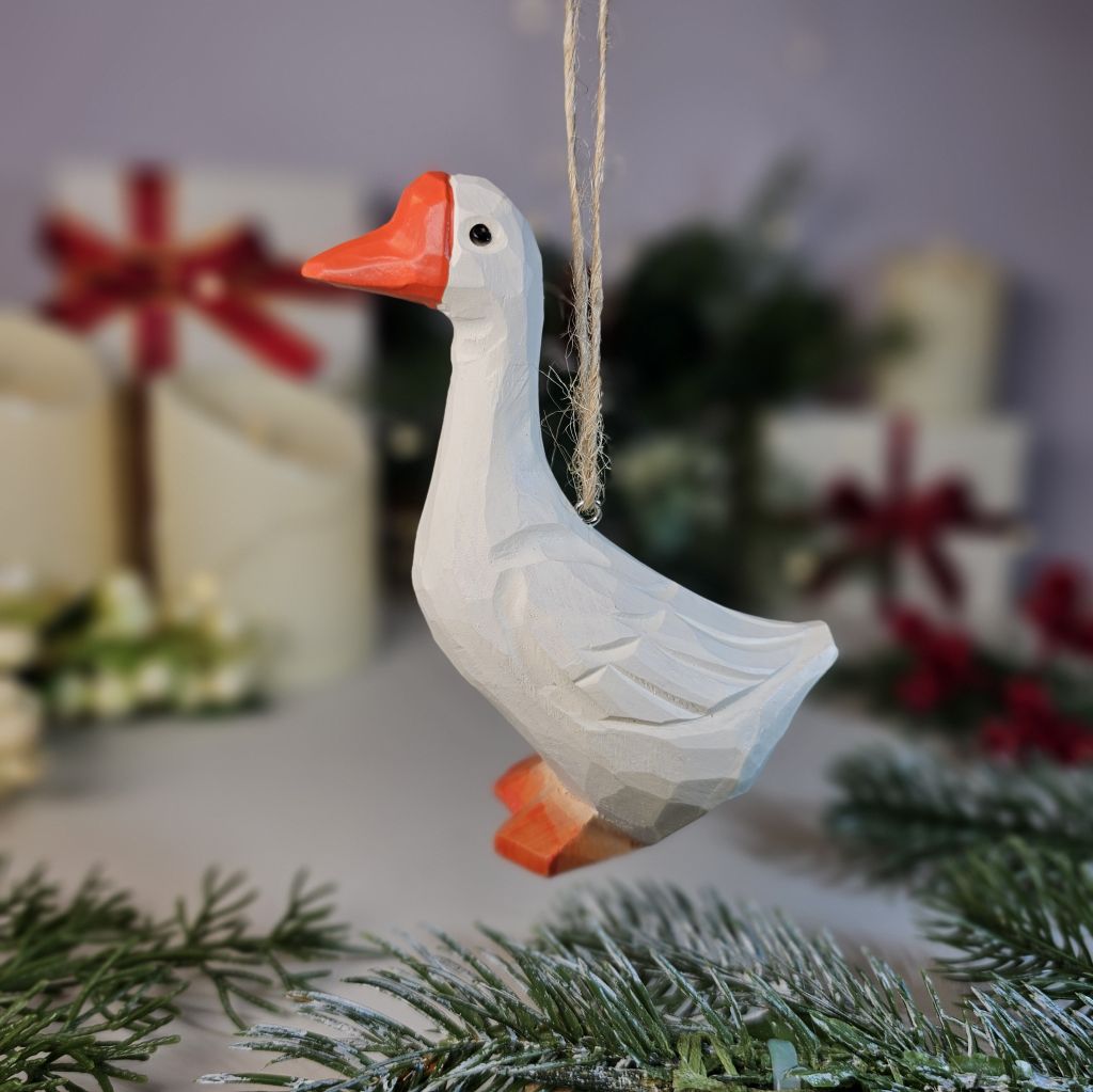 Goose Wooden Christmas Tree Ornament