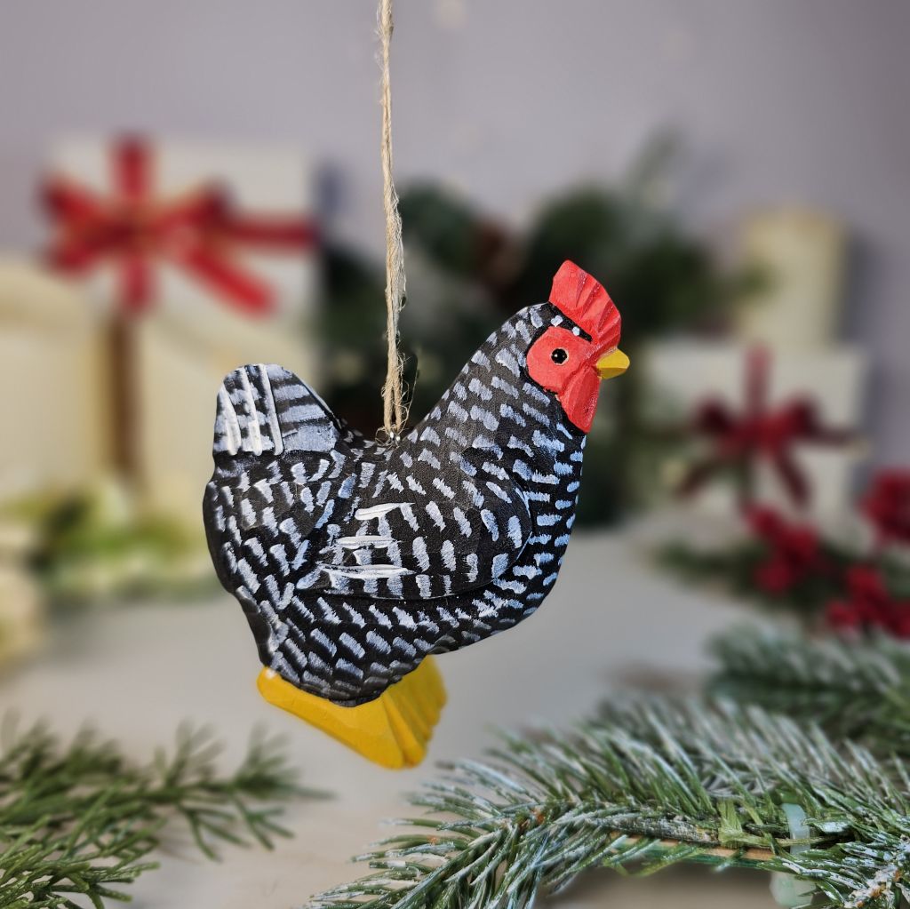 Chicken Wooden Christmas Tree Ornament