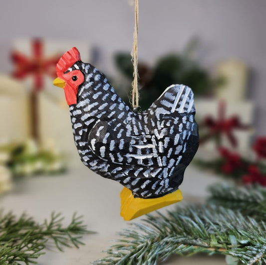 Chicken Wooden Christmas Tree Ornament