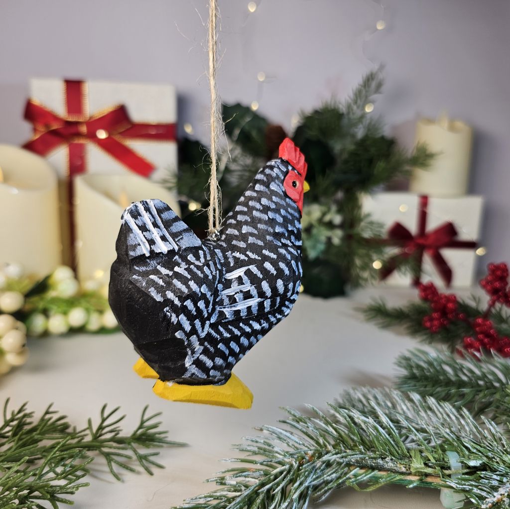 Chicken Wooden Christmas Tree Ornament