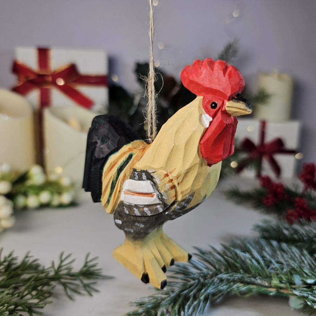 Chicken Wooden Christmas Tree Ornament