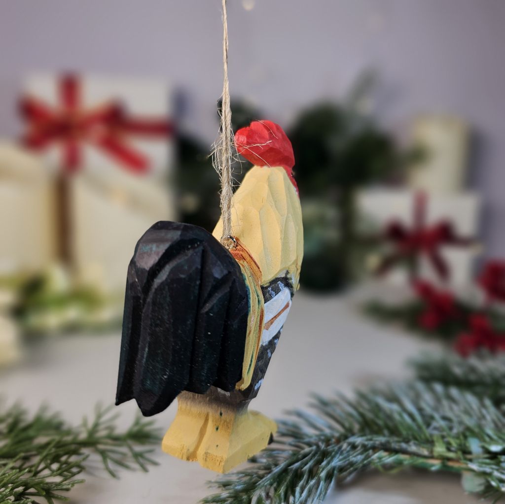 Chicken Wooden Christmas Tree Ornament