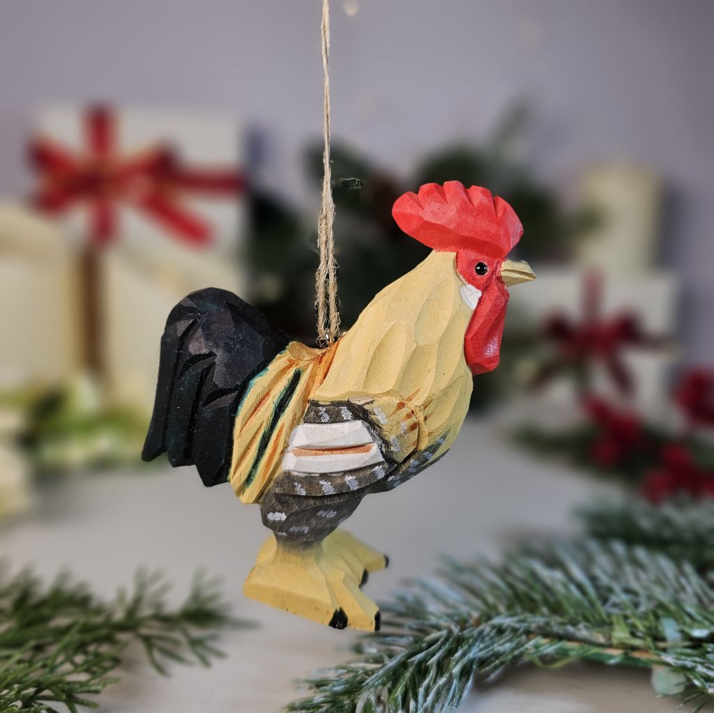 Chicken Wooden Christmas Tree Ornament