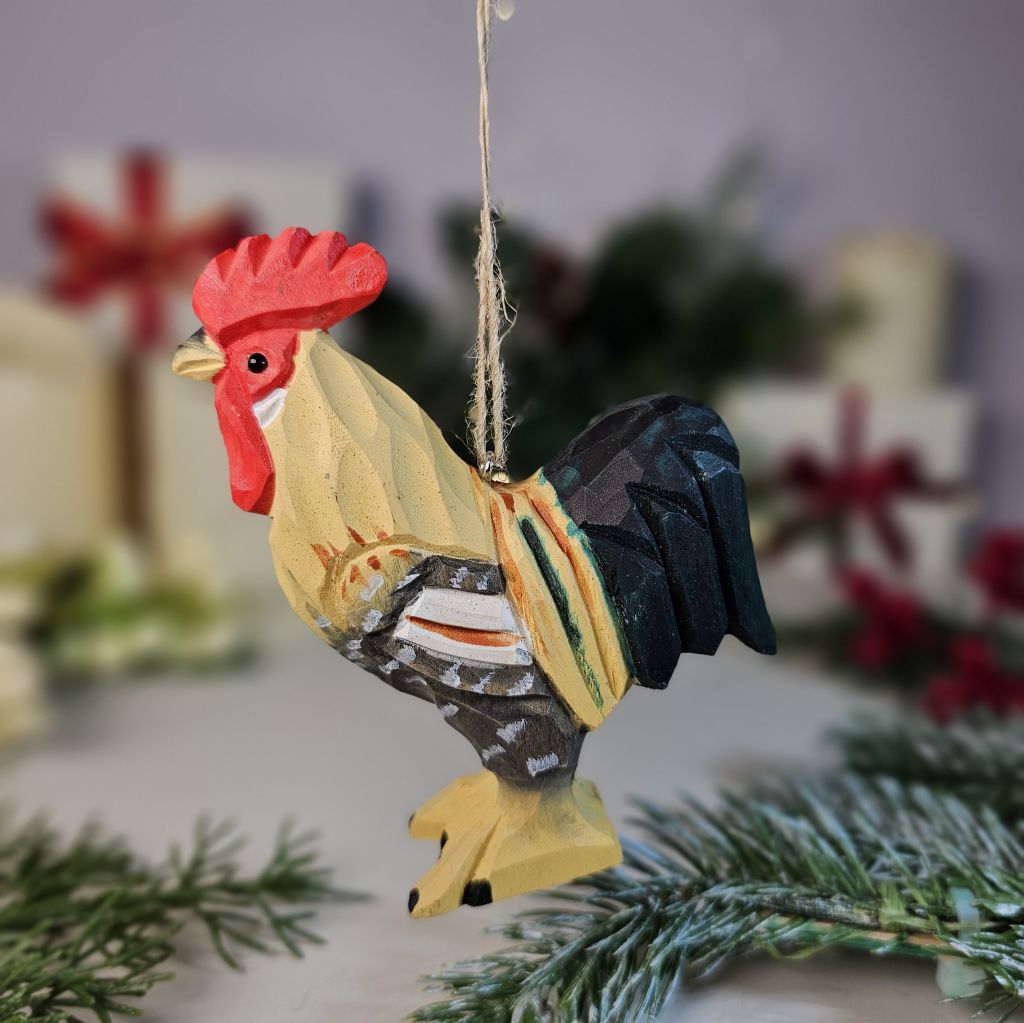 Chicken Wooden Christmas Tree Ornament