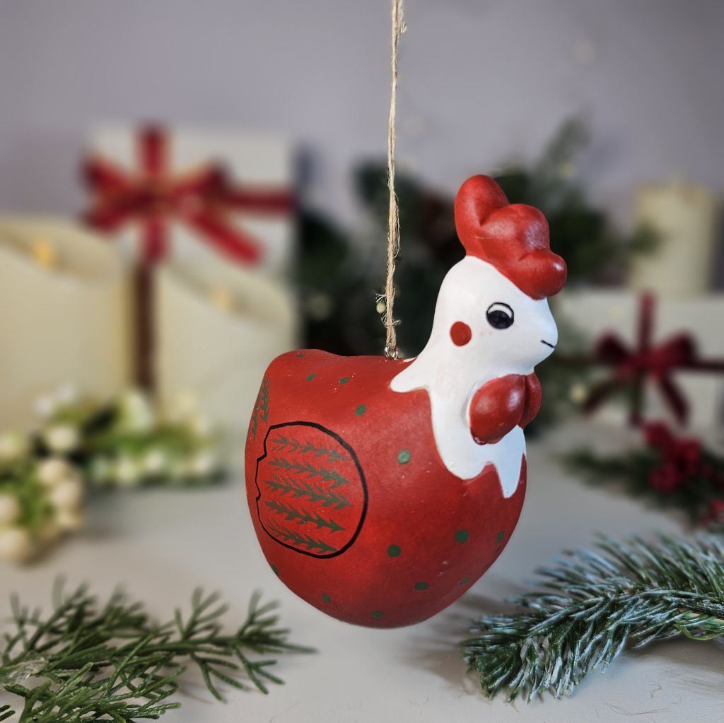 Chicken Wooden Christmas Tree Ornament