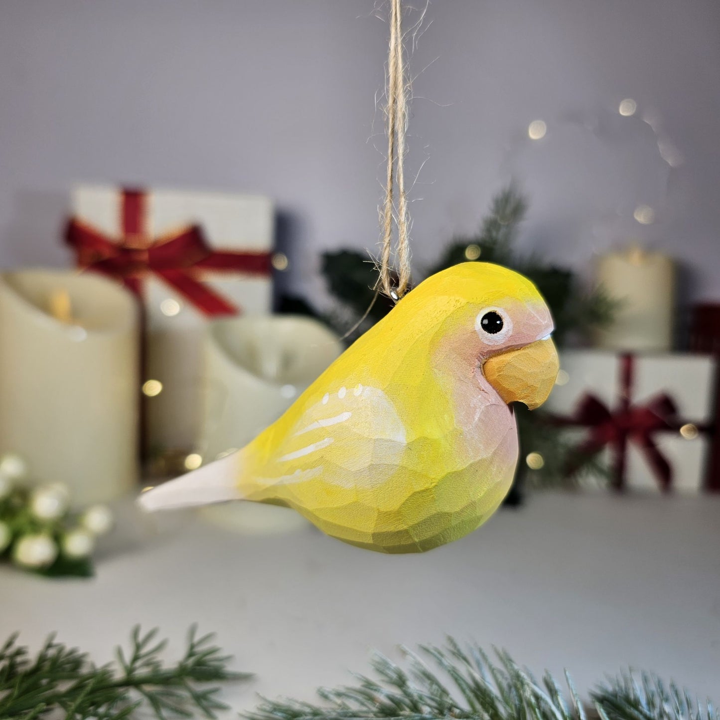 Parakeet Wooden Christmas Tree Ornament