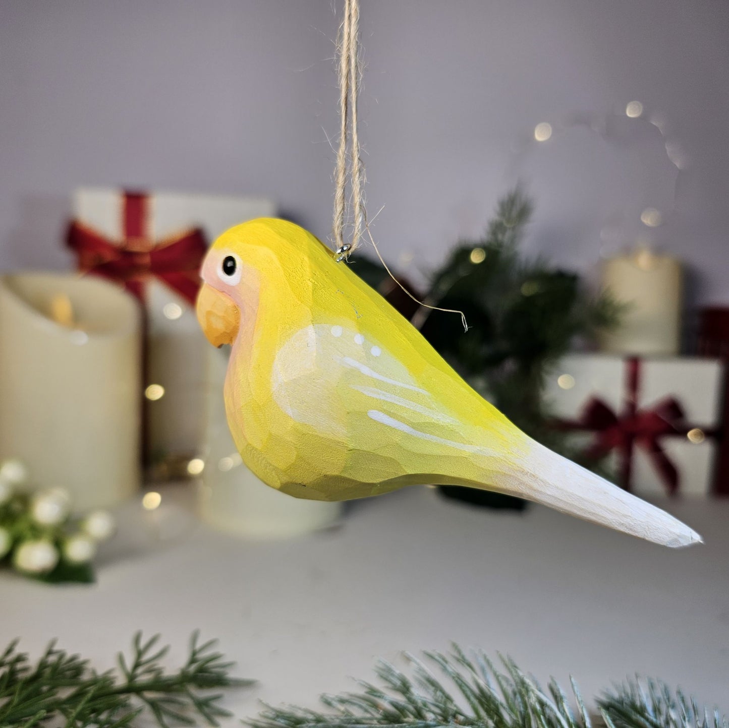 Parakeet Wooden Christmas Tree Ornament