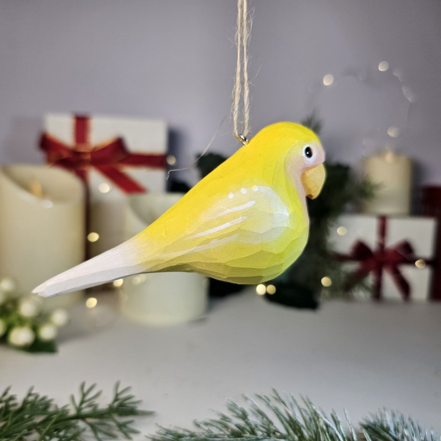 Parakeet Wooden Christmas Tree Ornament