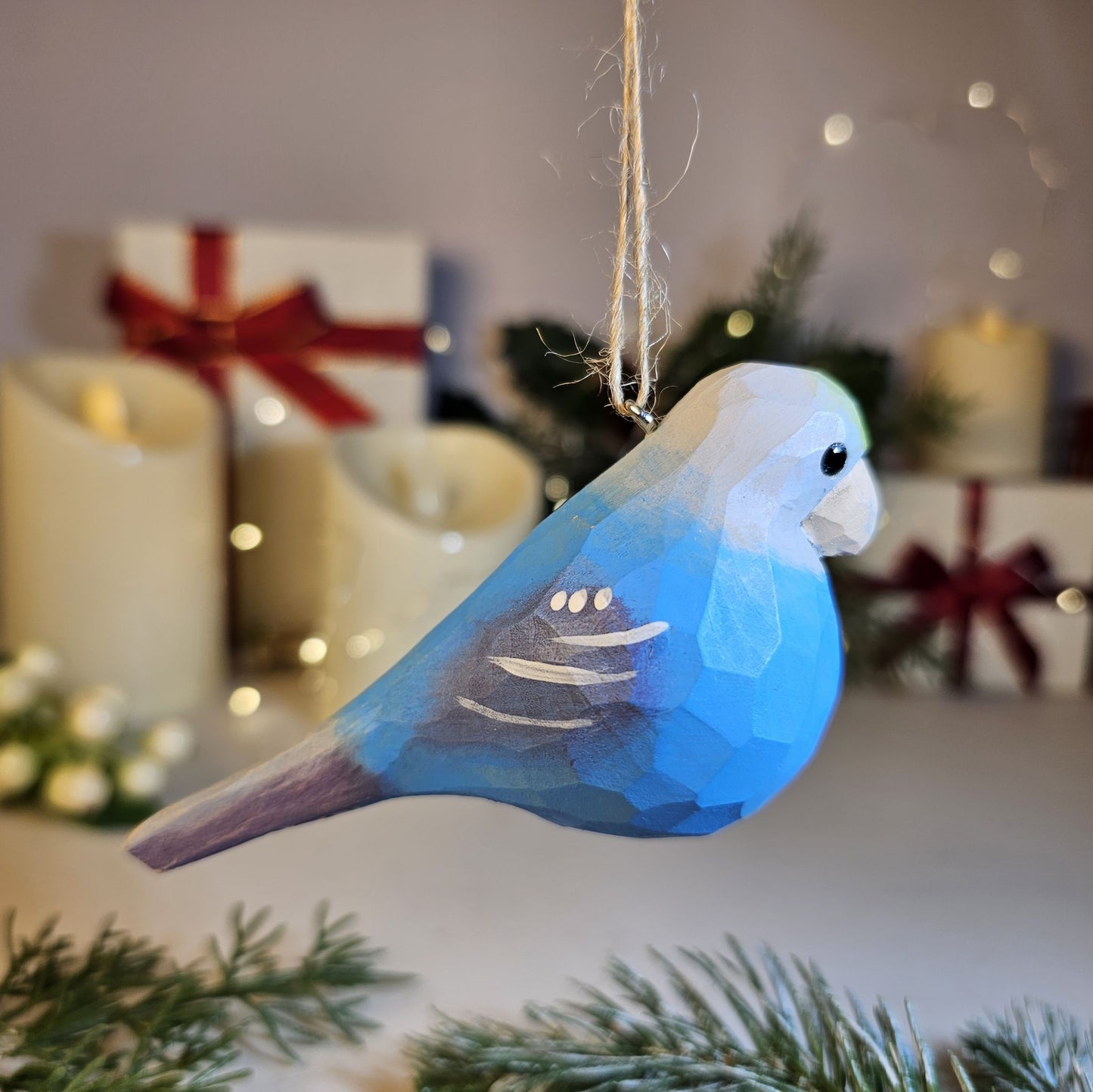 Parakeet Wooden Christmas Tree Ornament