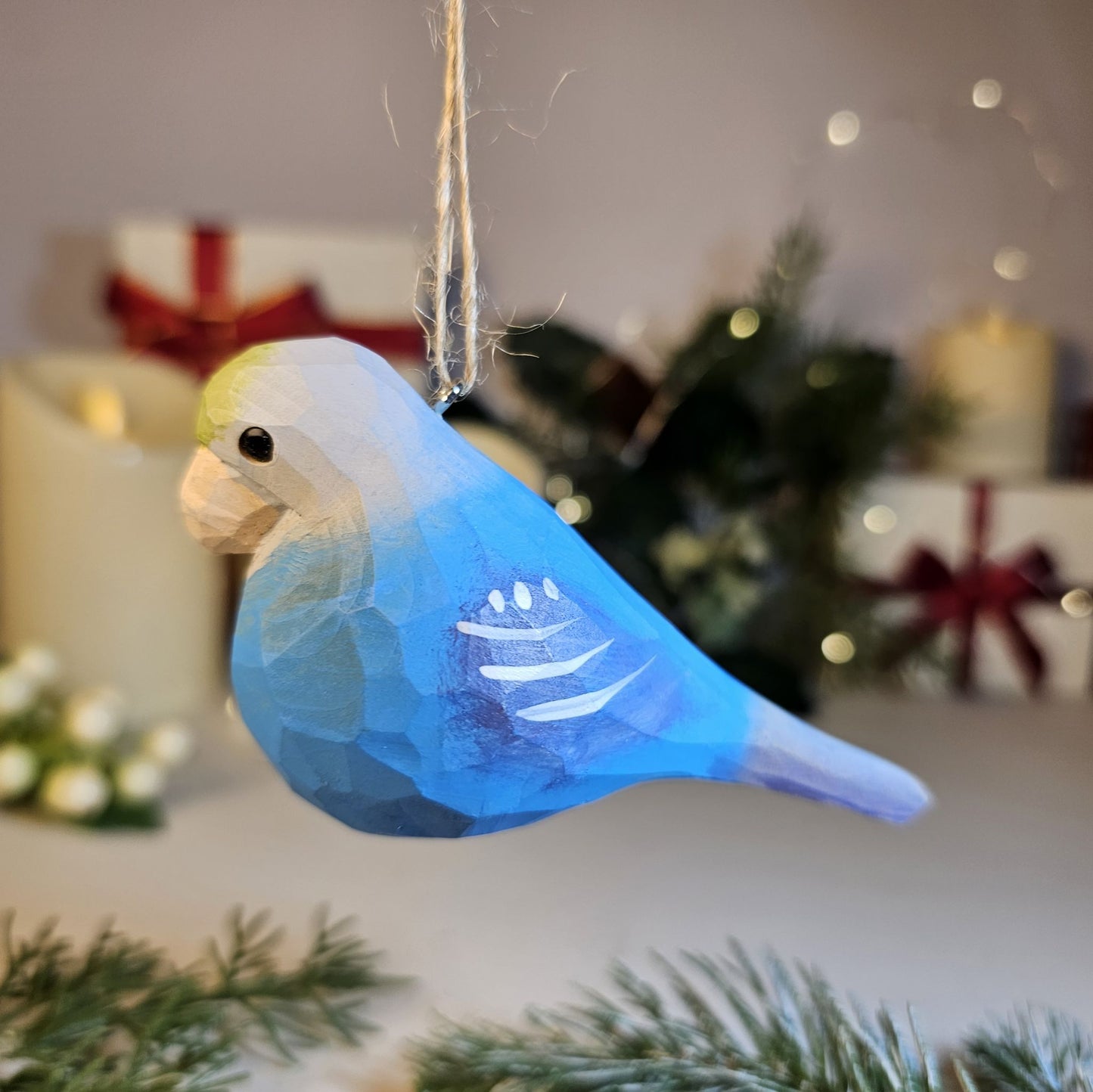 Parakeet Wooden Christmas Tree Ornament