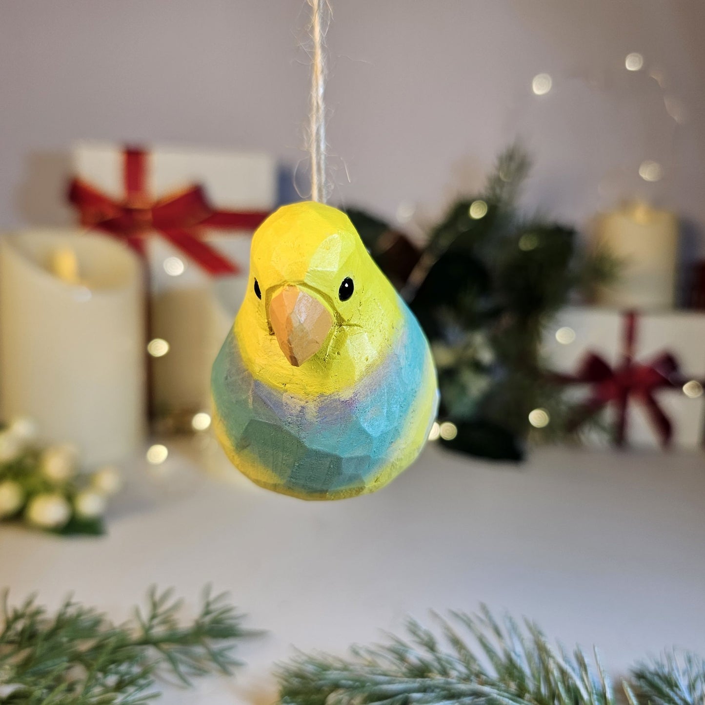 Parakeet Wooden Christmas Tree Ornament