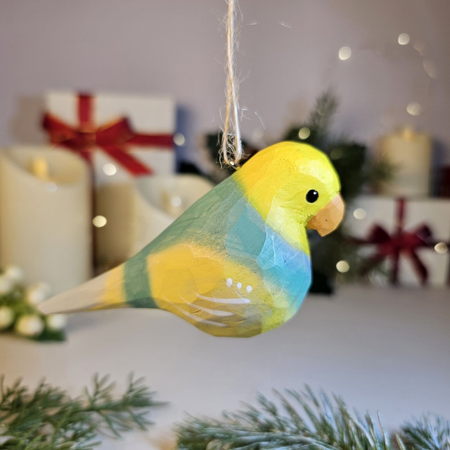 Parakeet Wooden Christmas Tree Ornament