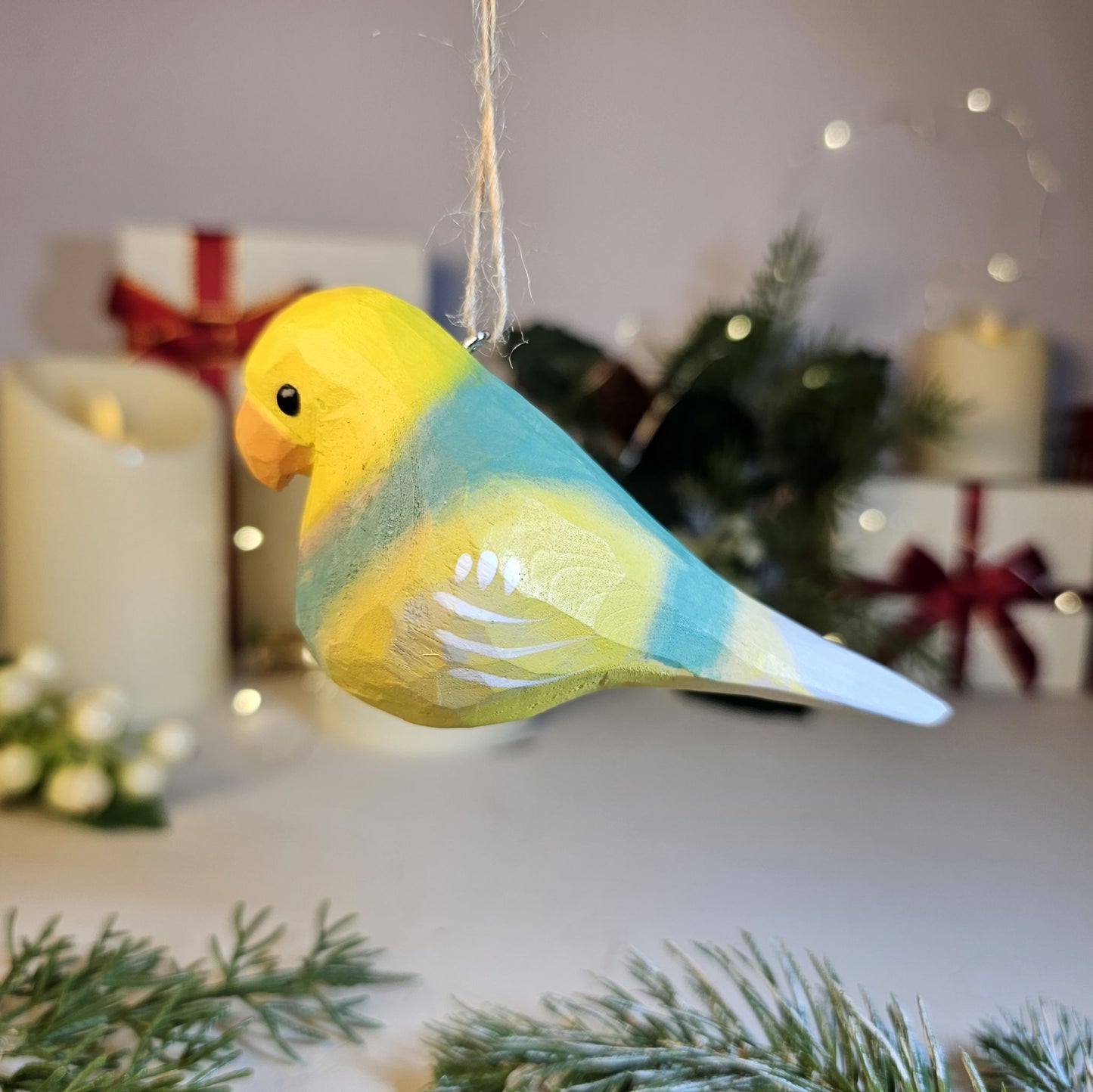 Parakeet Wooden Christmas Tree Ornament