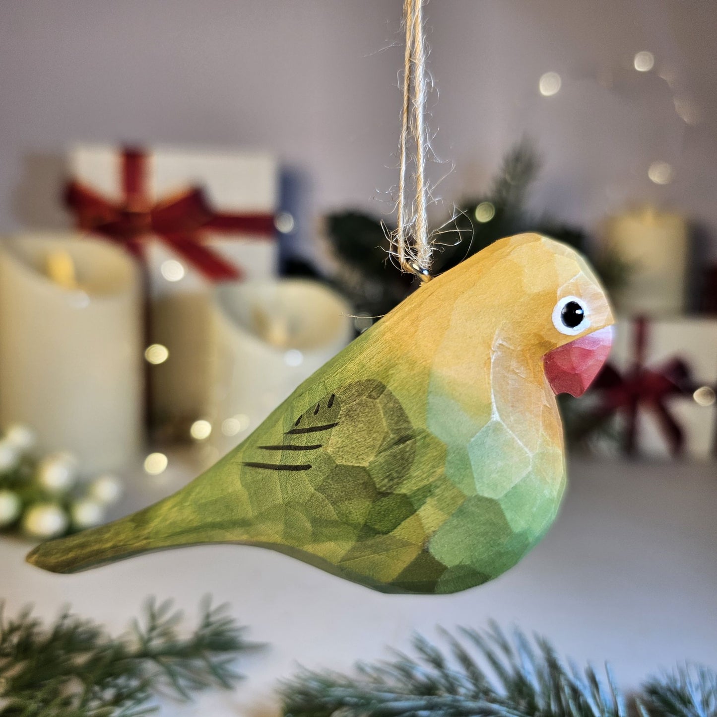 Parakeet Wooden Christmas Tree Ornament