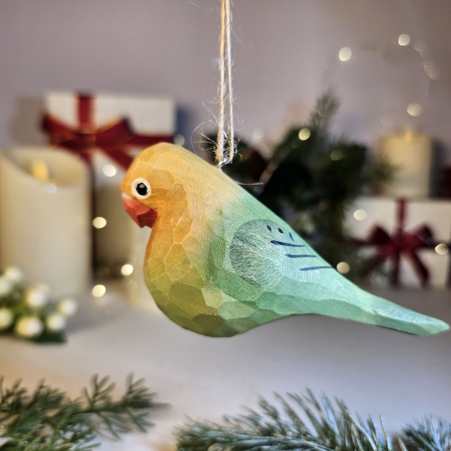 Parakeet Wooden Christmas Tree Ornament