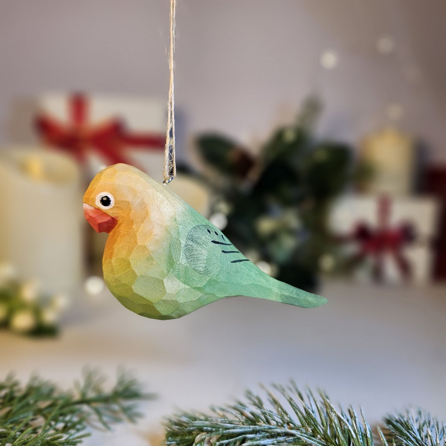 Parakeet Wooden Christmas Tree Ornament