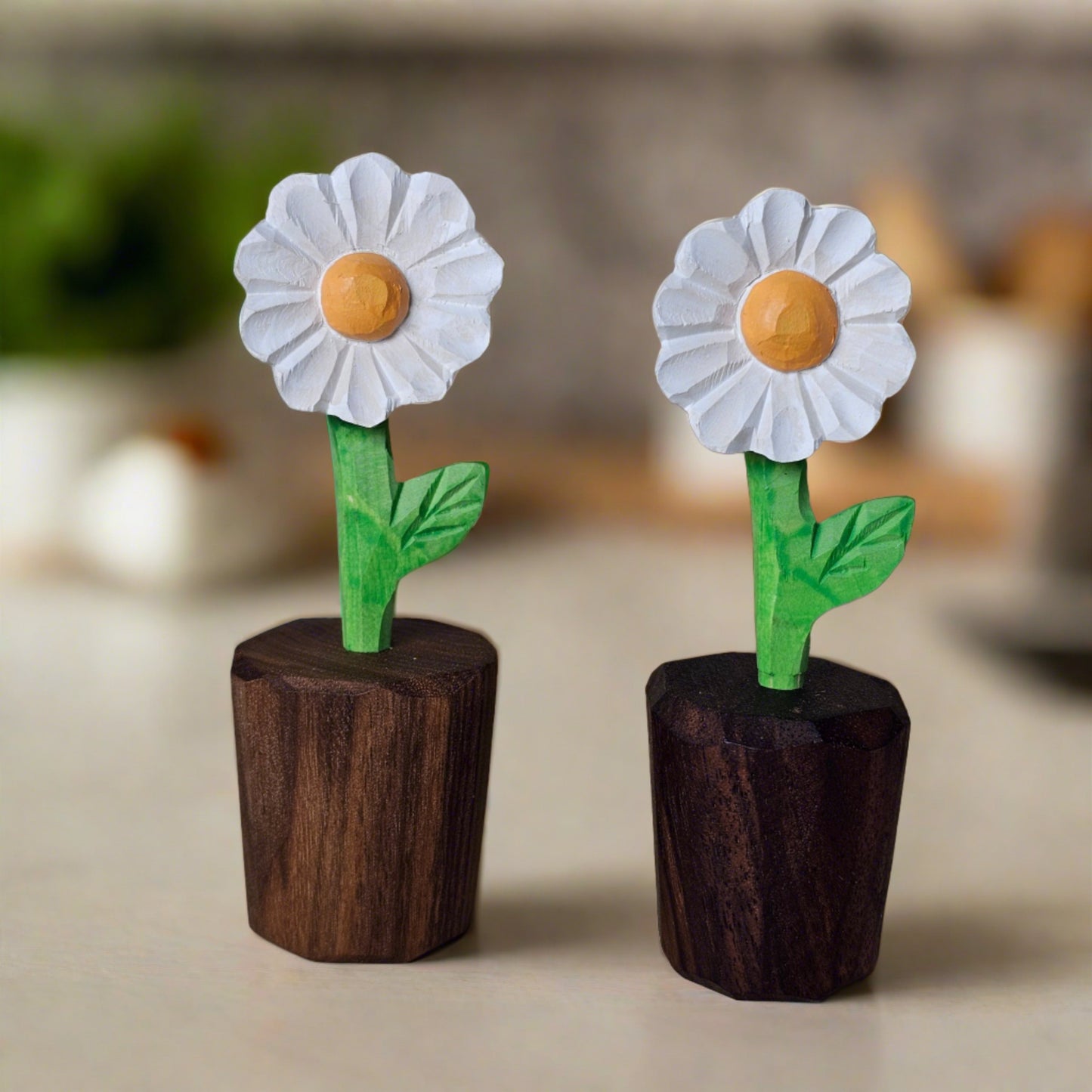 Handcrafted Daisy Wooden Sculpture