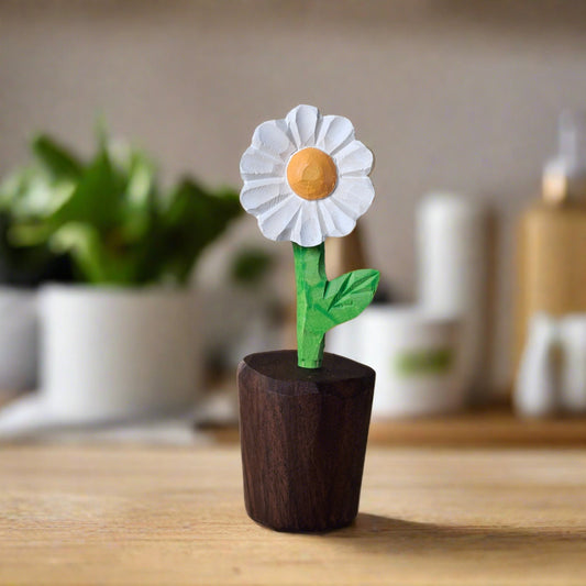 Handcrafted Daisy Wooden Sculpture