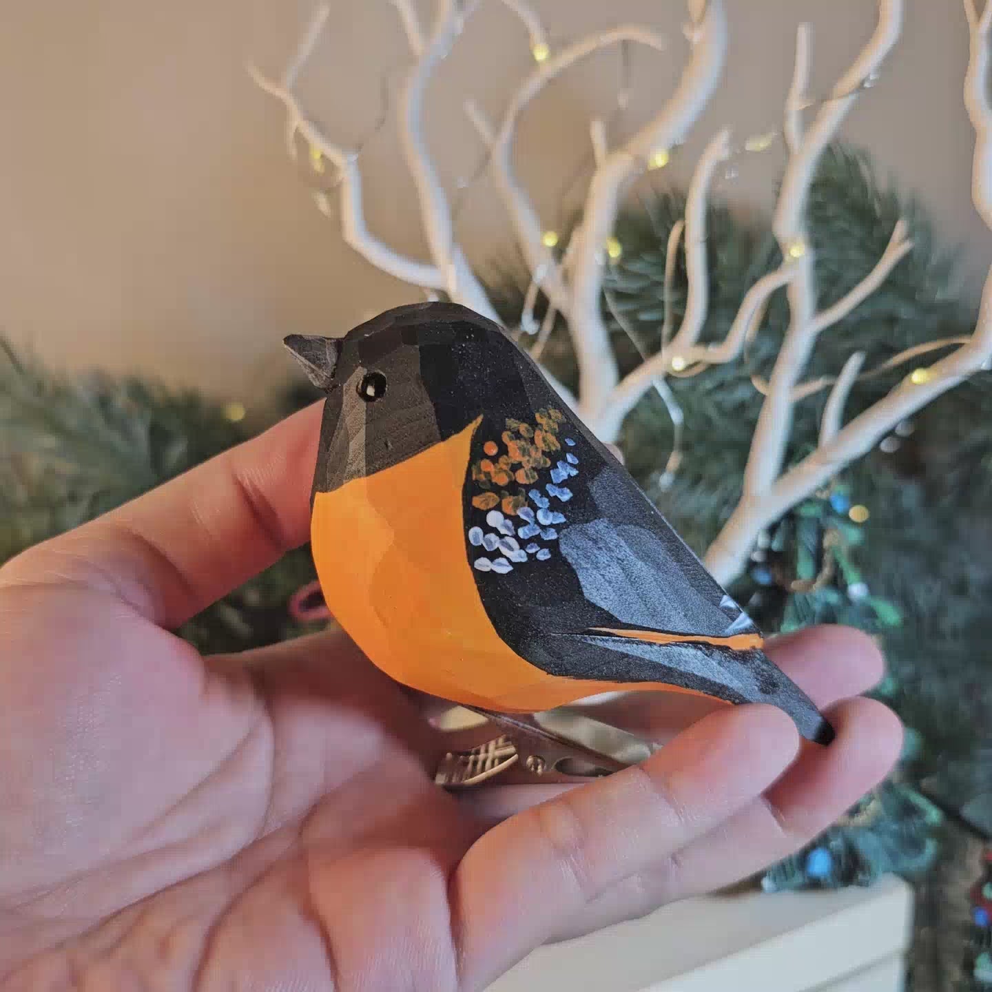 Baltimore Oriole Clip-on Bird Ornament