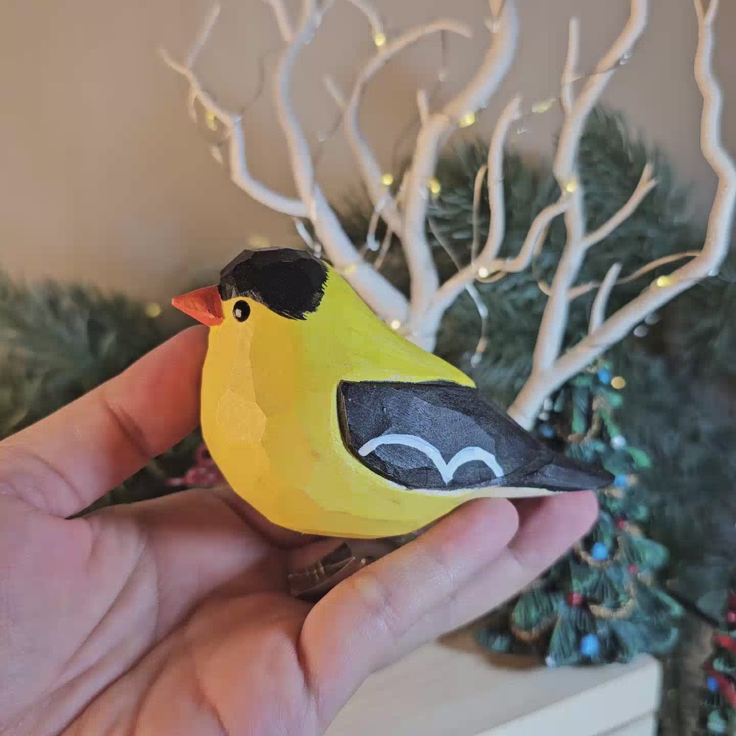 American Goldfinch Clip-on Bird Ornament - Lifestyle