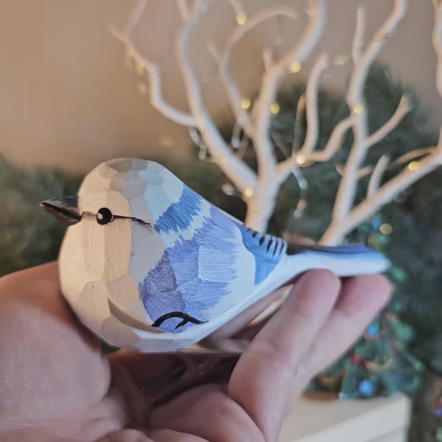 Azure Tit Clip-on Bird Ornament